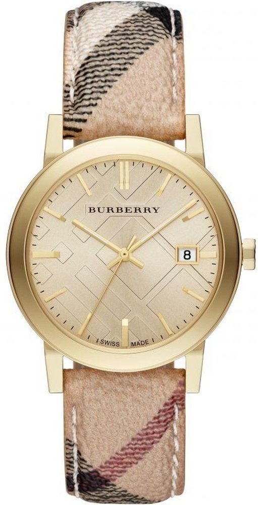 Burberry BU9026 The City Champagner Zifferblatt Check Armband Damenuhr