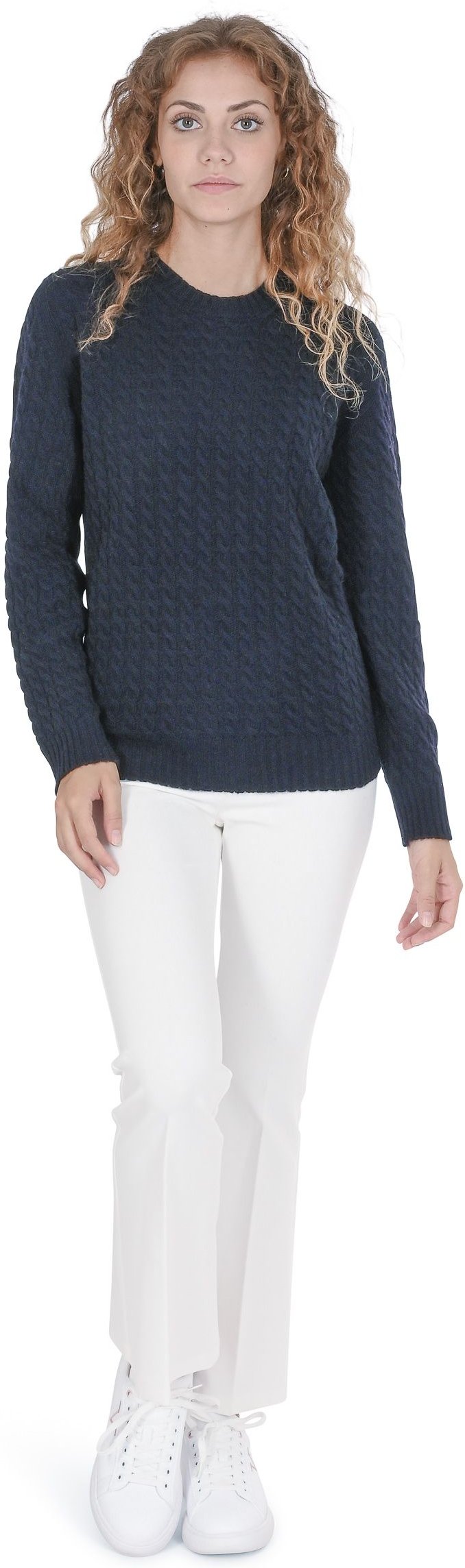 Crown Of Edinburgh Pullover Rundhalsausschnitt Damen Kaschmir Coe 0013 Marineblau