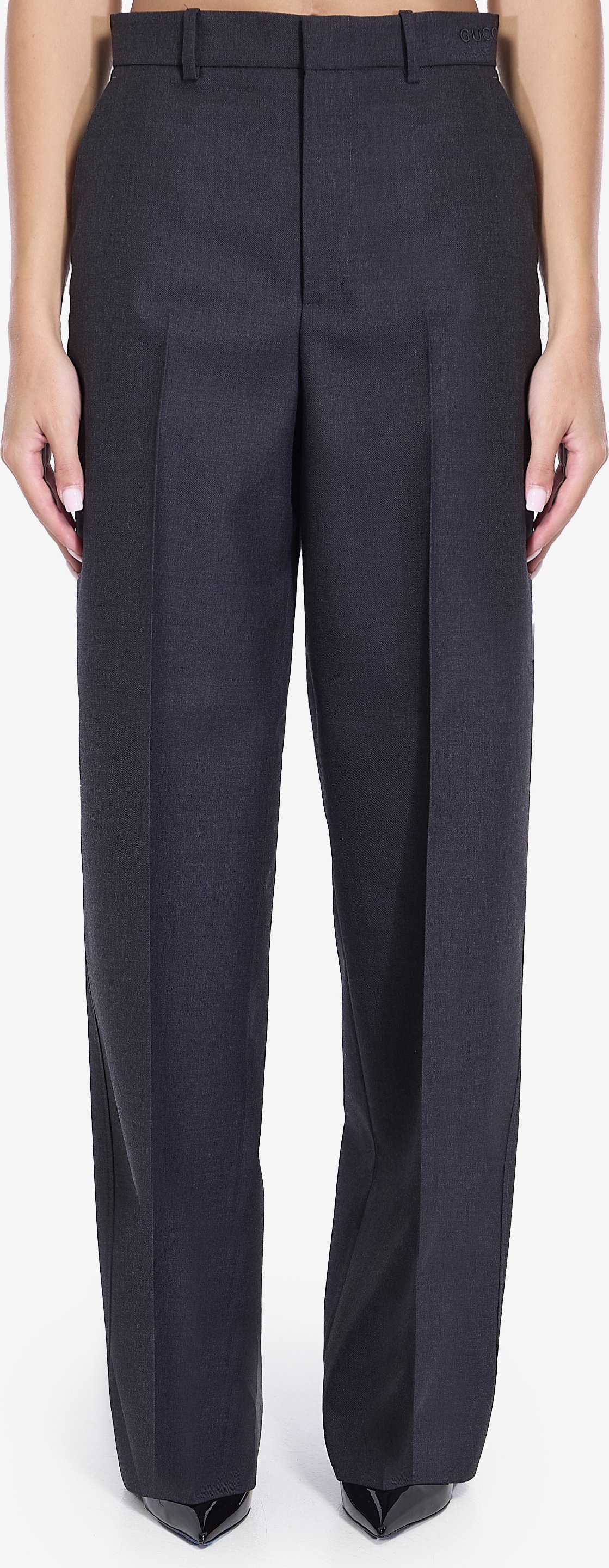 Dunkelgraue Wollweite Hose