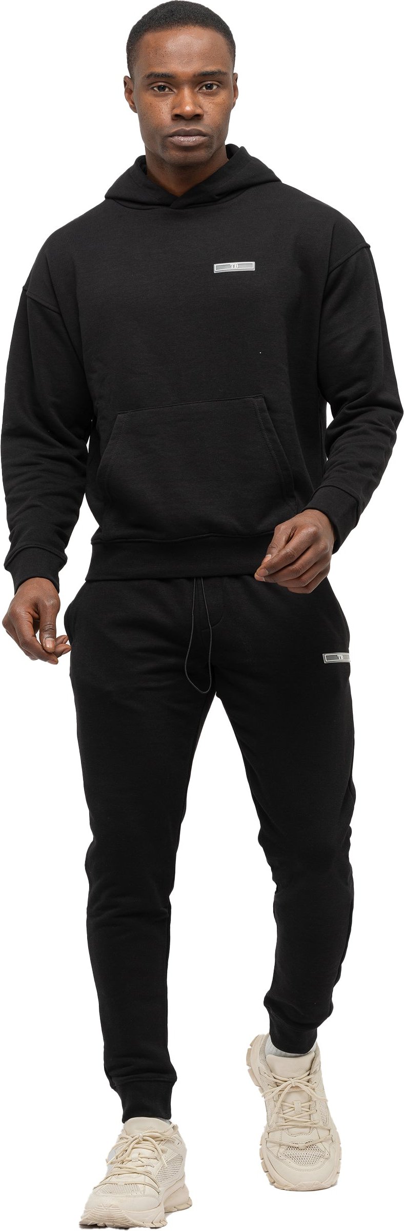 Tom Barron Herren-Trainingsanzug-Set mit Logo-Badge, Oversize