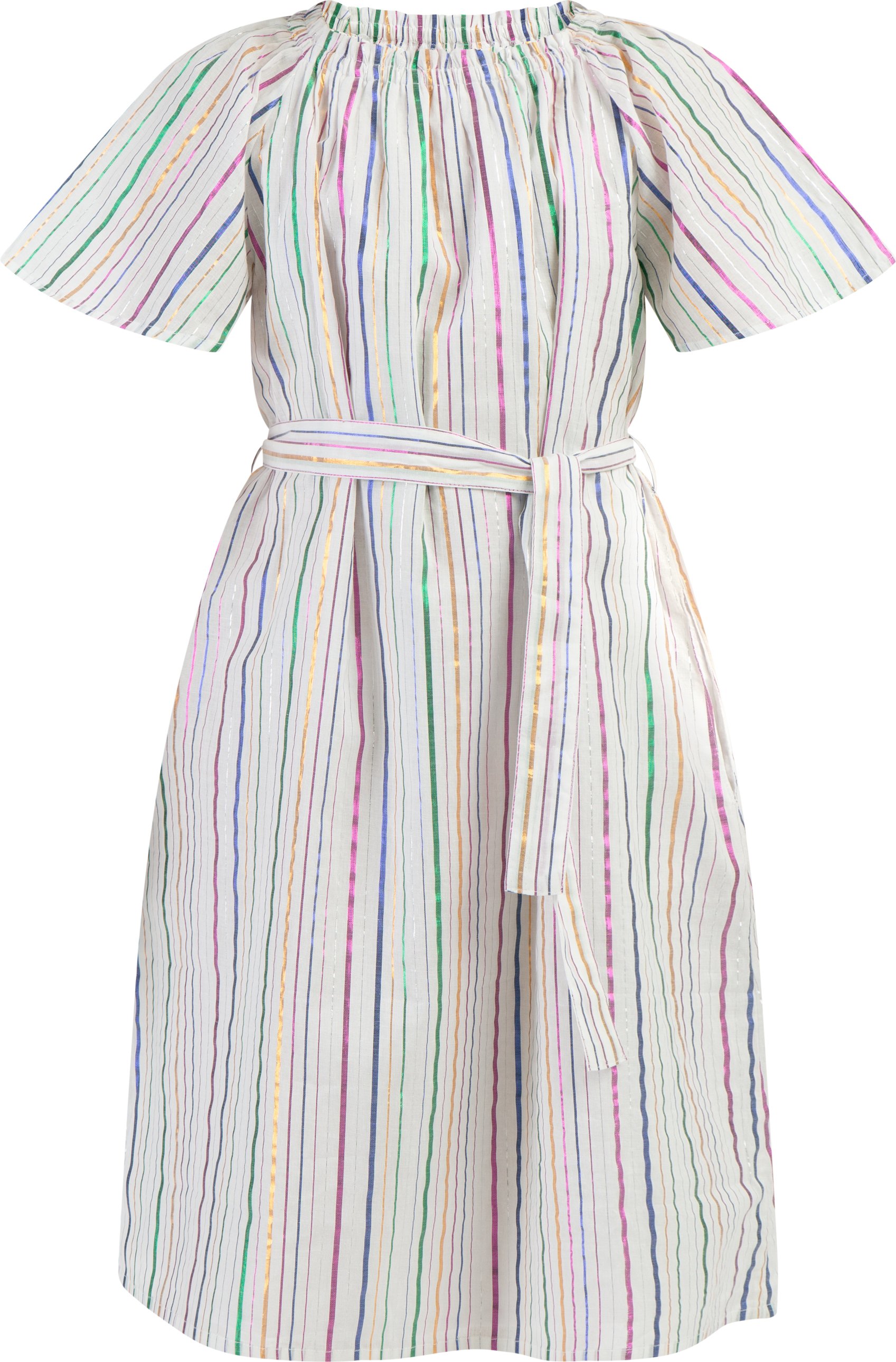 Thumbnail - Mymo Kleid Mädchen Weiss Mehrfarbige Streifen