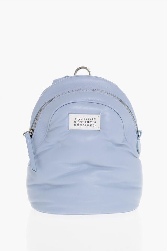 MM11 Rucksack GLAM SLAM aus gestepptem Leder mit Schultergurt in Hellblau
