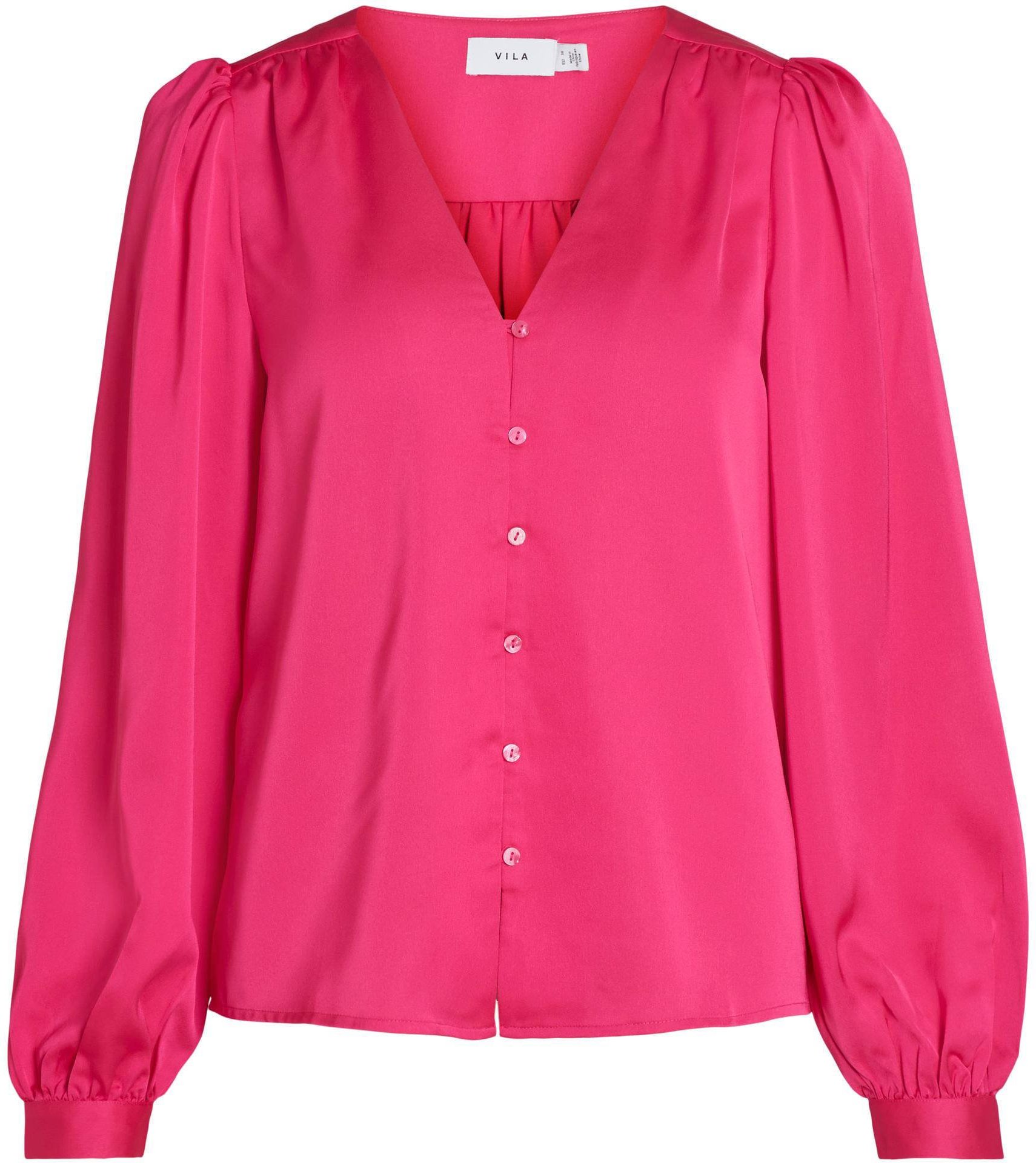 VILA gewobene Bluse VIELLETTE aus recyceltem Polyester in Rosa