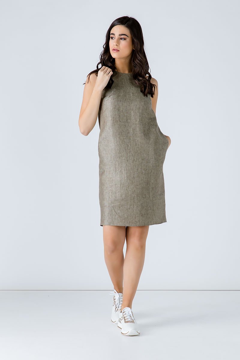 Ärmelloses Sackkleid mit Taschen