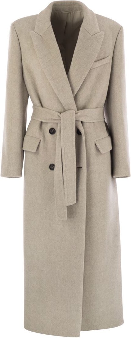 Doppelreihiger Mantel aus reiner Wolle und Kaschmirstoff mit Schmuck