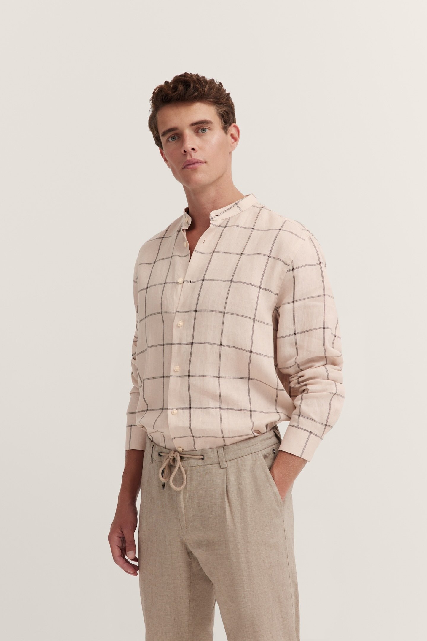 Bugatti Herren Leinenhemd mit Karo-Muster