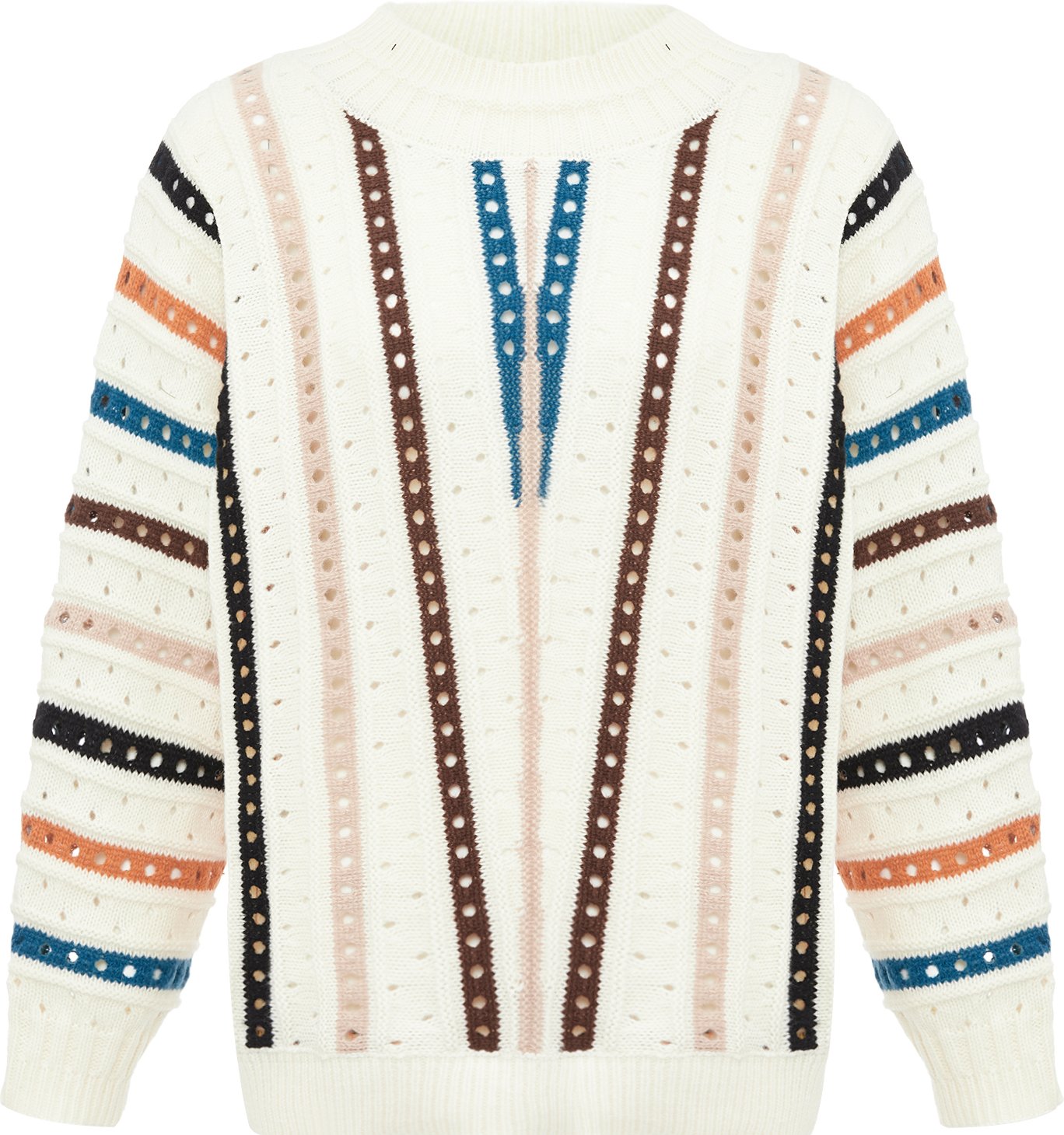 IZIA Pullover Damen Weiss Mehrfarbig