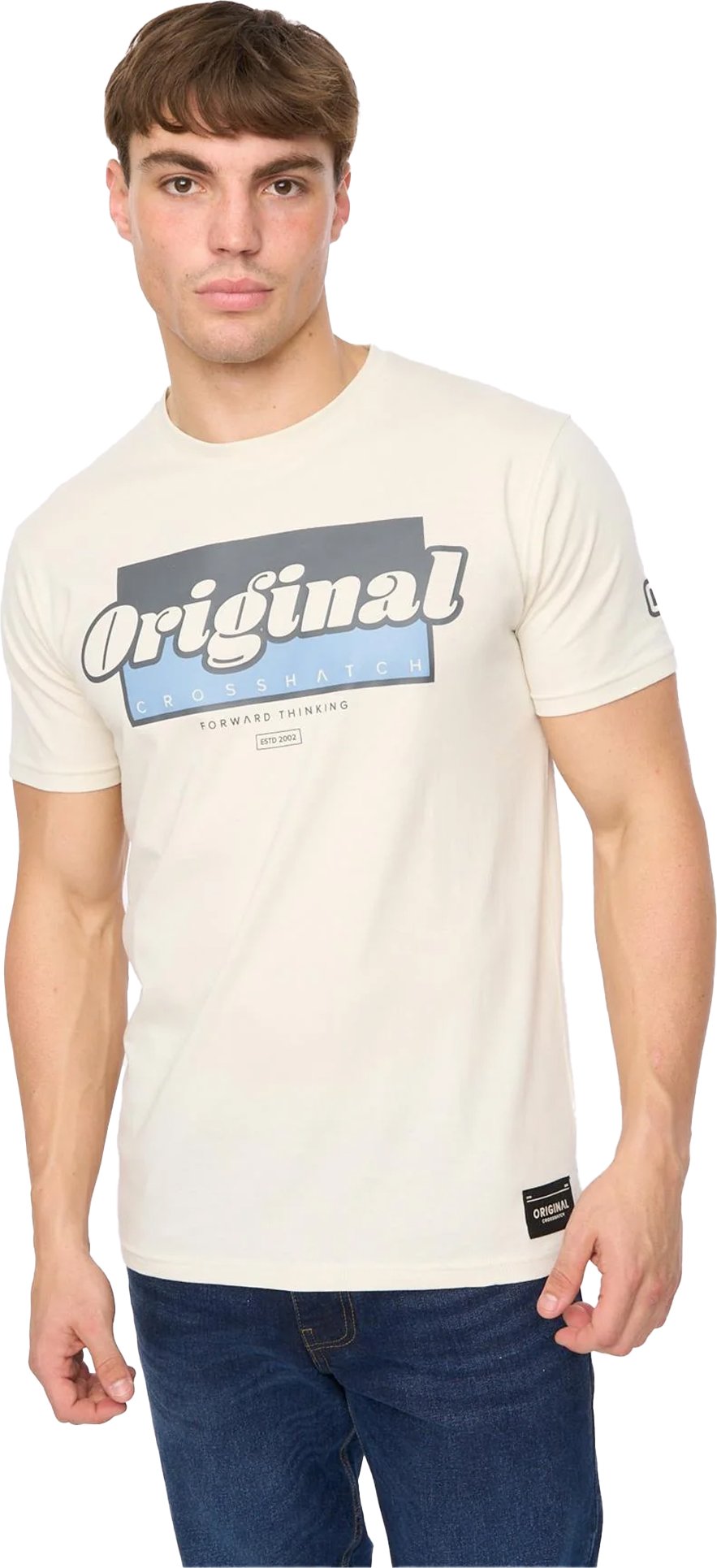 Crosshatch - "Chevin" T-Shirt für Herren (Naturweiß)