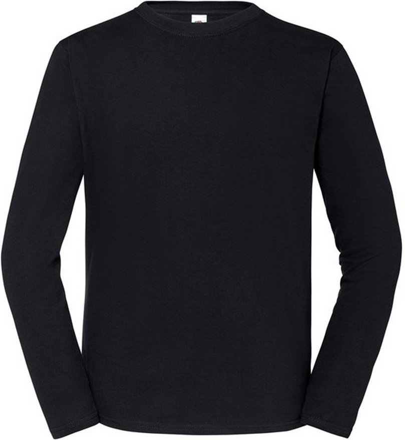 Fruit of the Loom Herren Iconic 195 Premium Ringspun Baumwolle Langarm T-Shirt (Schwarz)