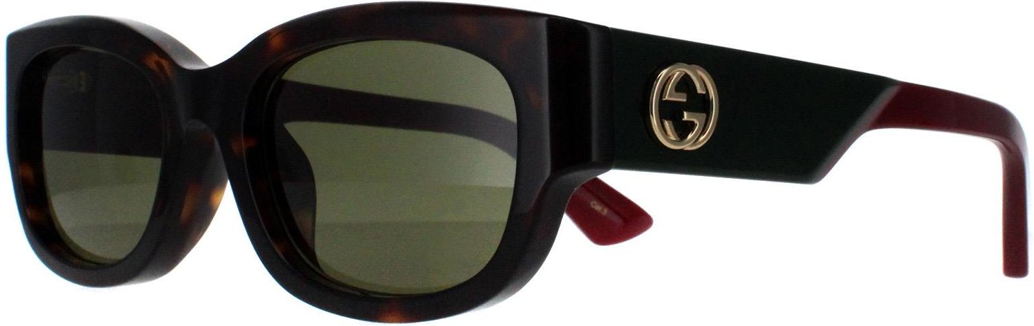 Gucci Square Womens Havanna mit Grün und Rot Grün GG1667SK