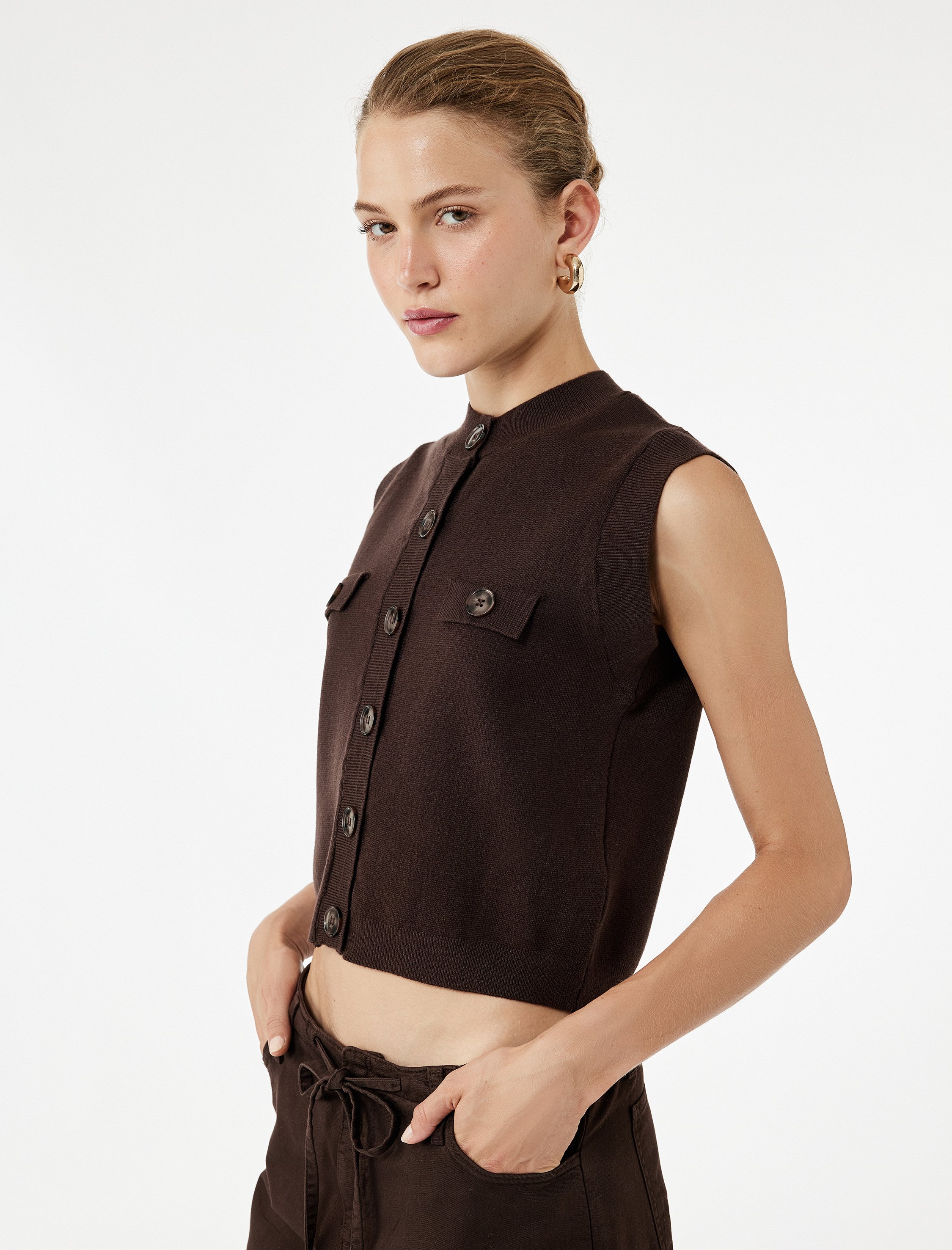 Koton WESTEN Koton Strickweste mit Knopfleiste