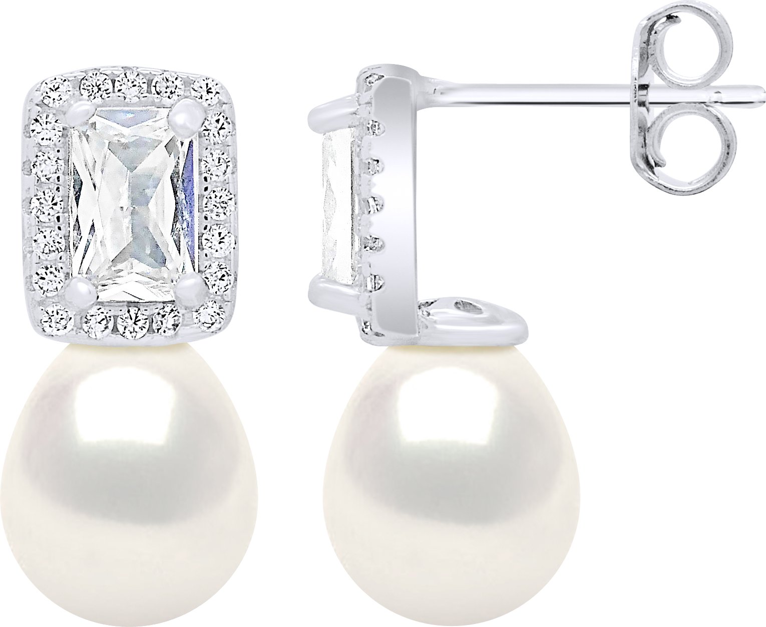 Hängende Ohrringe, echte Süßwasser-Zuchtperlen, Birne, 8–9 mm