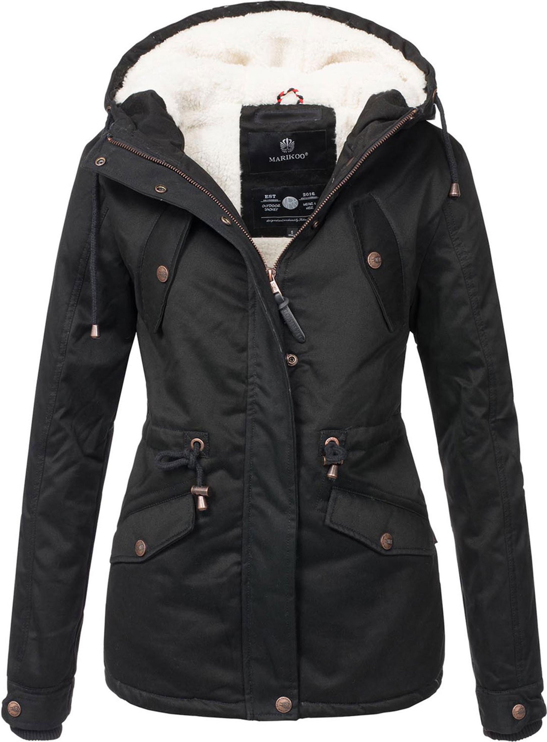Marikoo Damen Winterjacke Manolya mit Teddyfellfutter & Baumwoll-Obermaterial