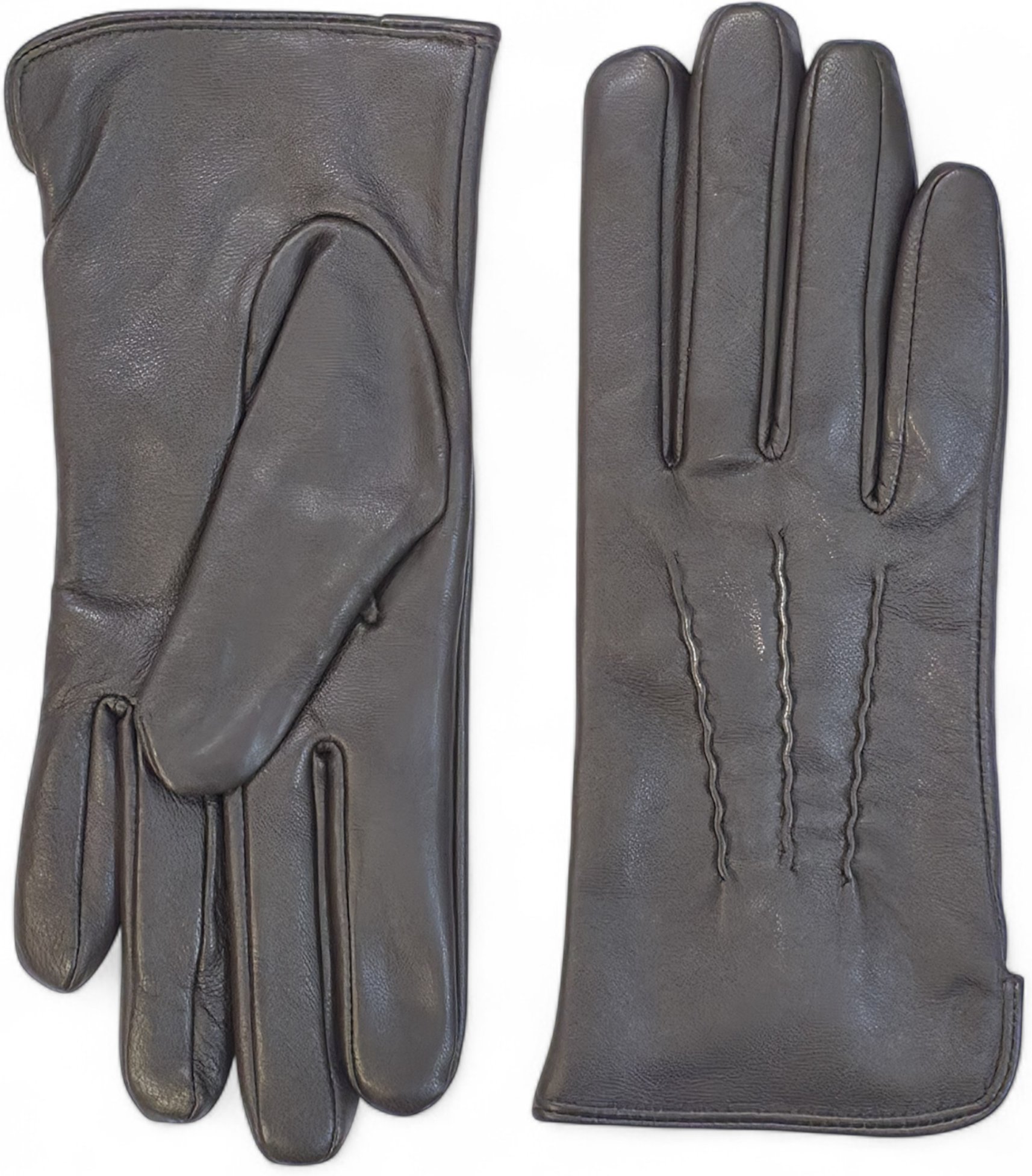 Braune Damen-Autofahrerhandschuhe aus italienischem Leder mit weichem Wollfutter und Winternahtdesign