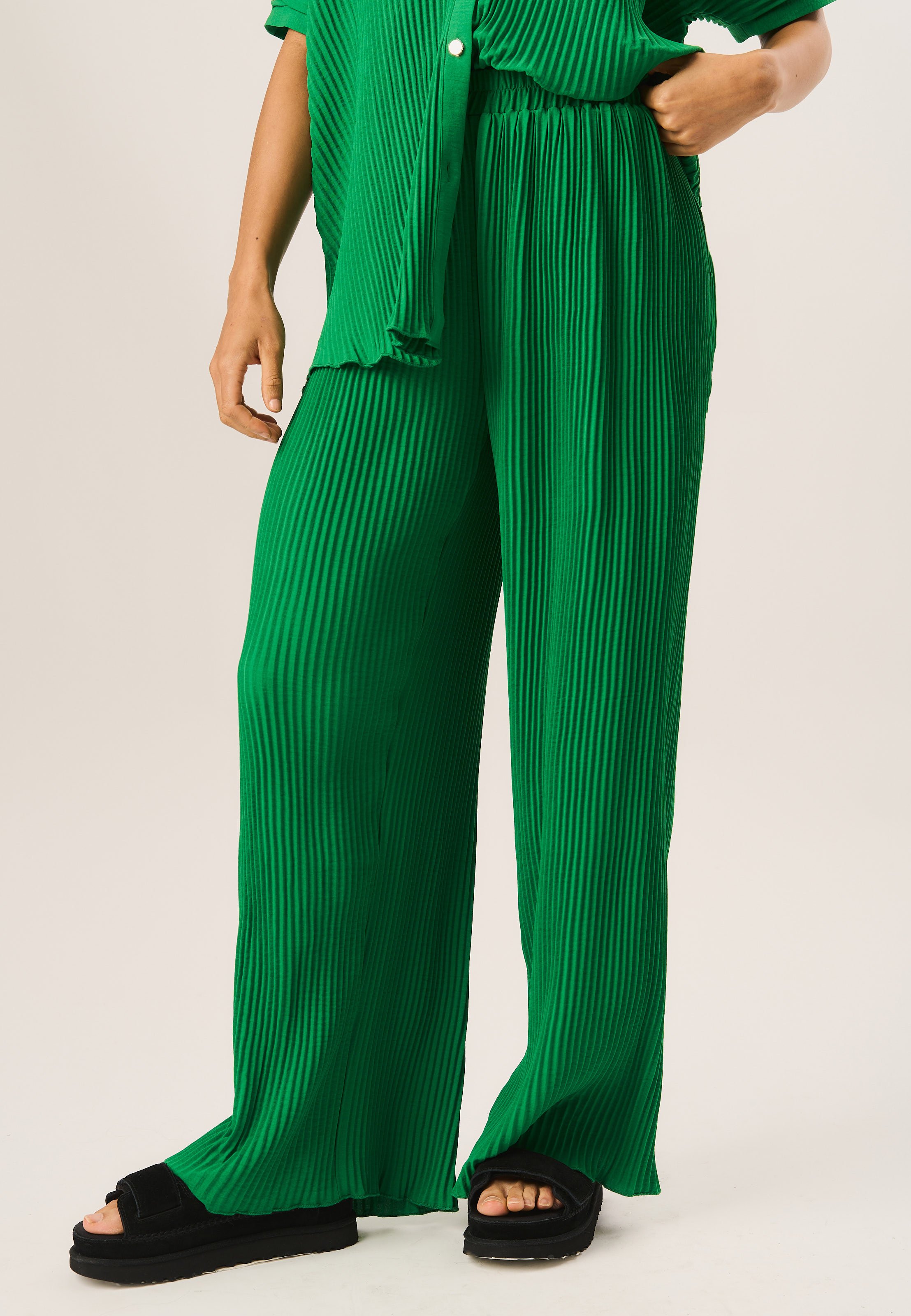 Plisse Loungewear Weite Hosenbeine