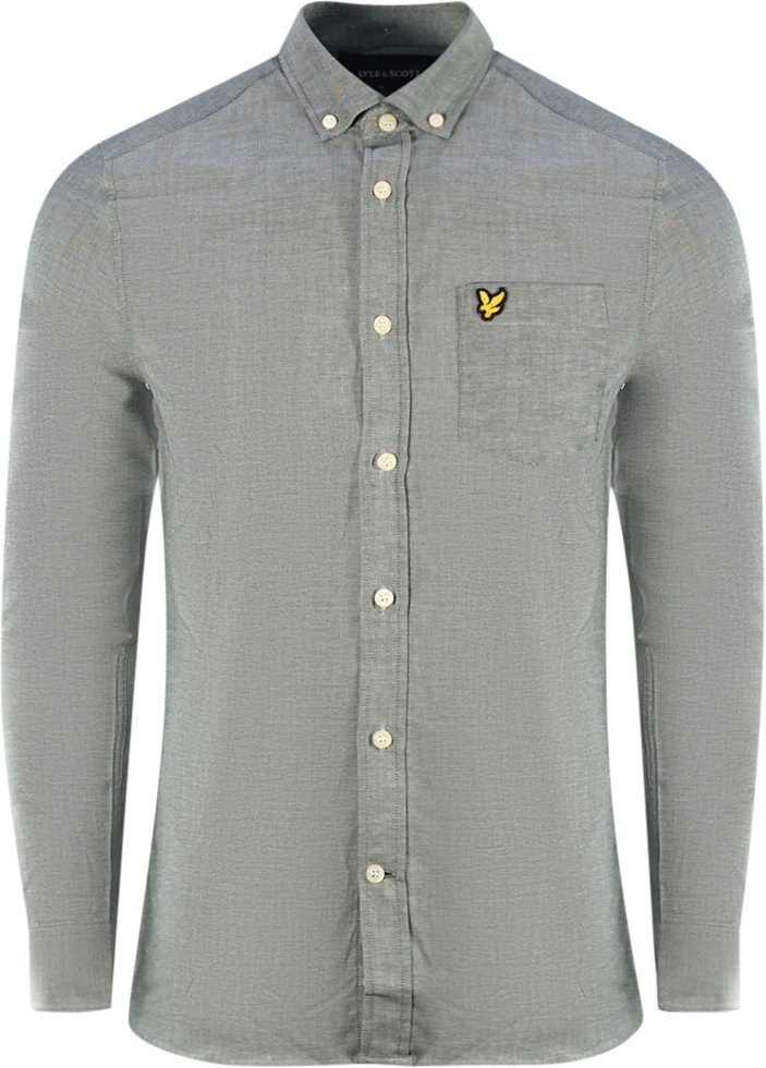 Lyle & Scott Grünes langärmeliges Hemd aus Baumwolle und Leinen