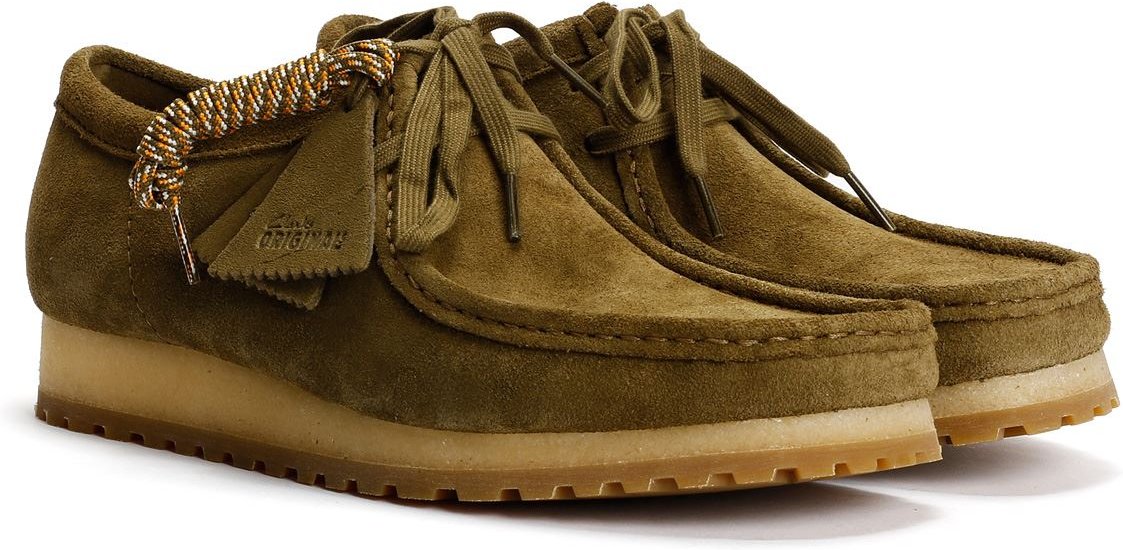 Clarks Originals Wallabee RB Herren Wildleder Schnürschuhe In Grün