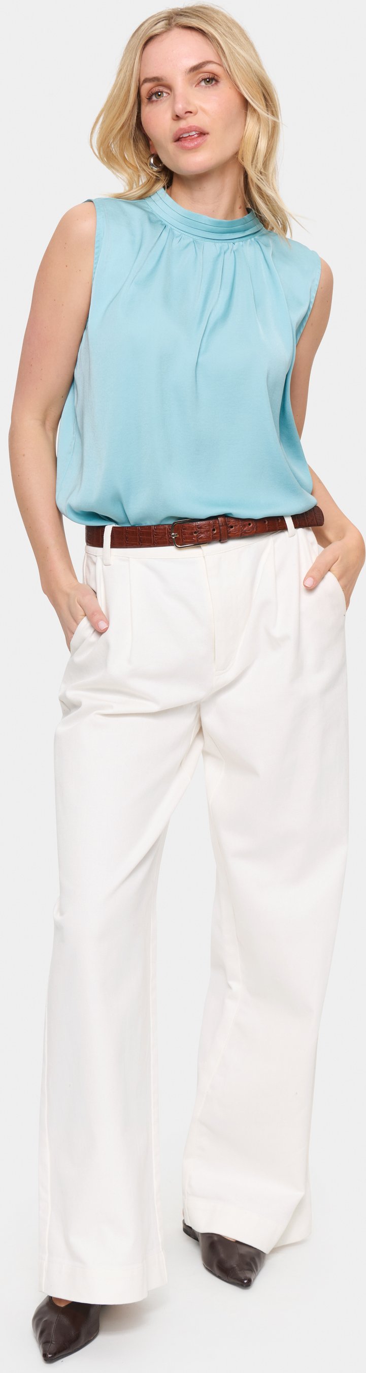 Ärmellose Bluse in regulärer Passform Reef Waters light blue