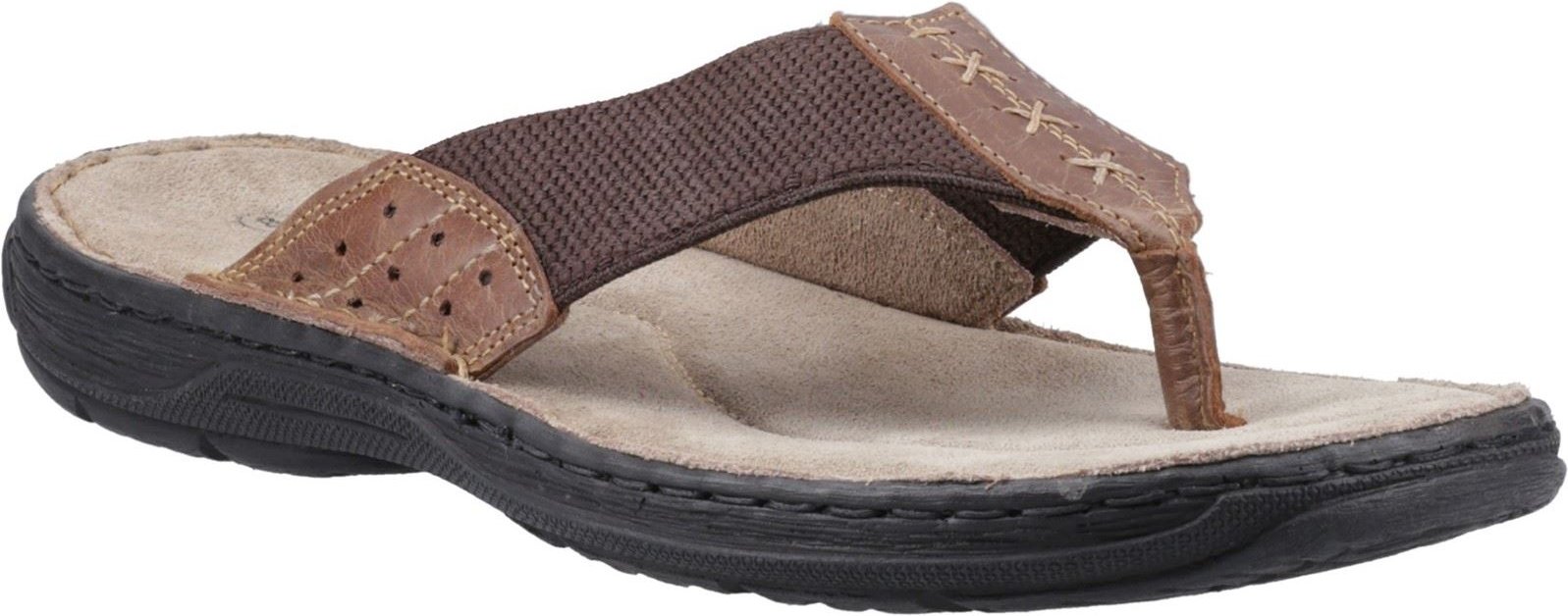 Thumbnail - Hush Puppies Alan Zehentrenner Leder Herren Tan Flip-Flops