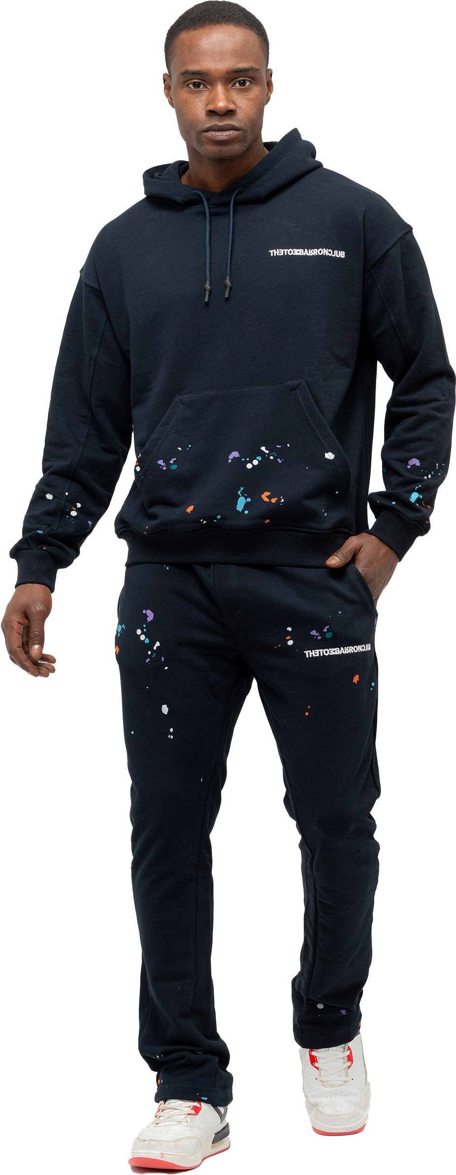 Tom Barron Herren-Trainingsanzug-Set Paint Splatter in Oversize