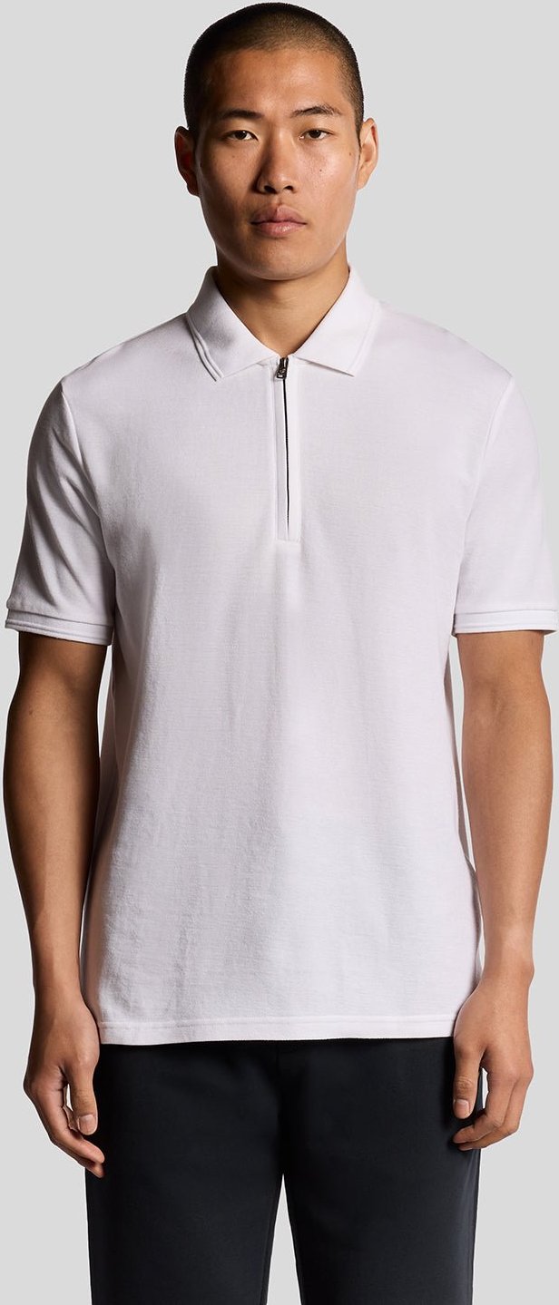 Lyle & Scott Ottoman Poloshirt mit halbem Reißverschluss – Weiß