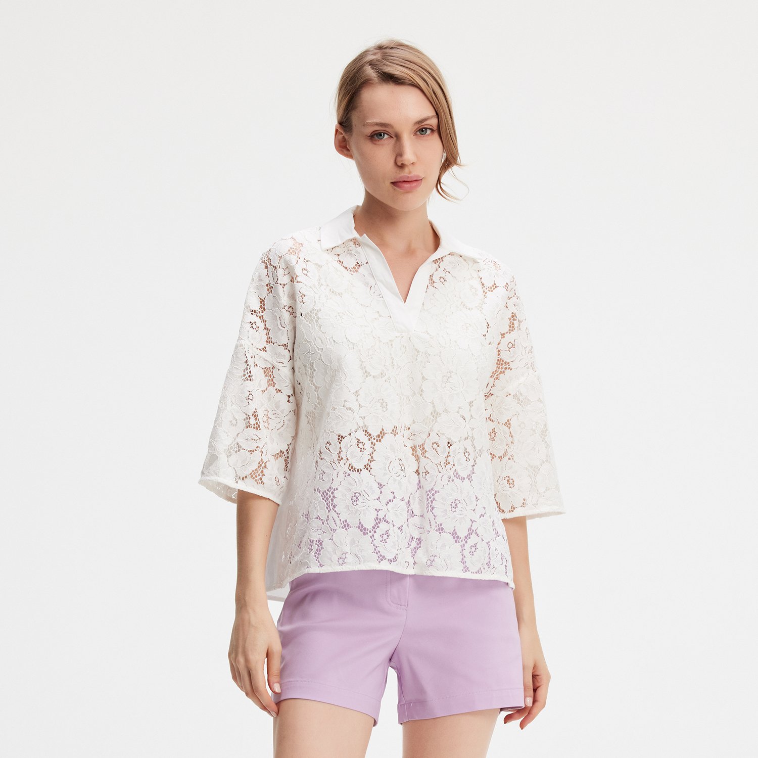 Bluse aus Spitze und Baumwolle