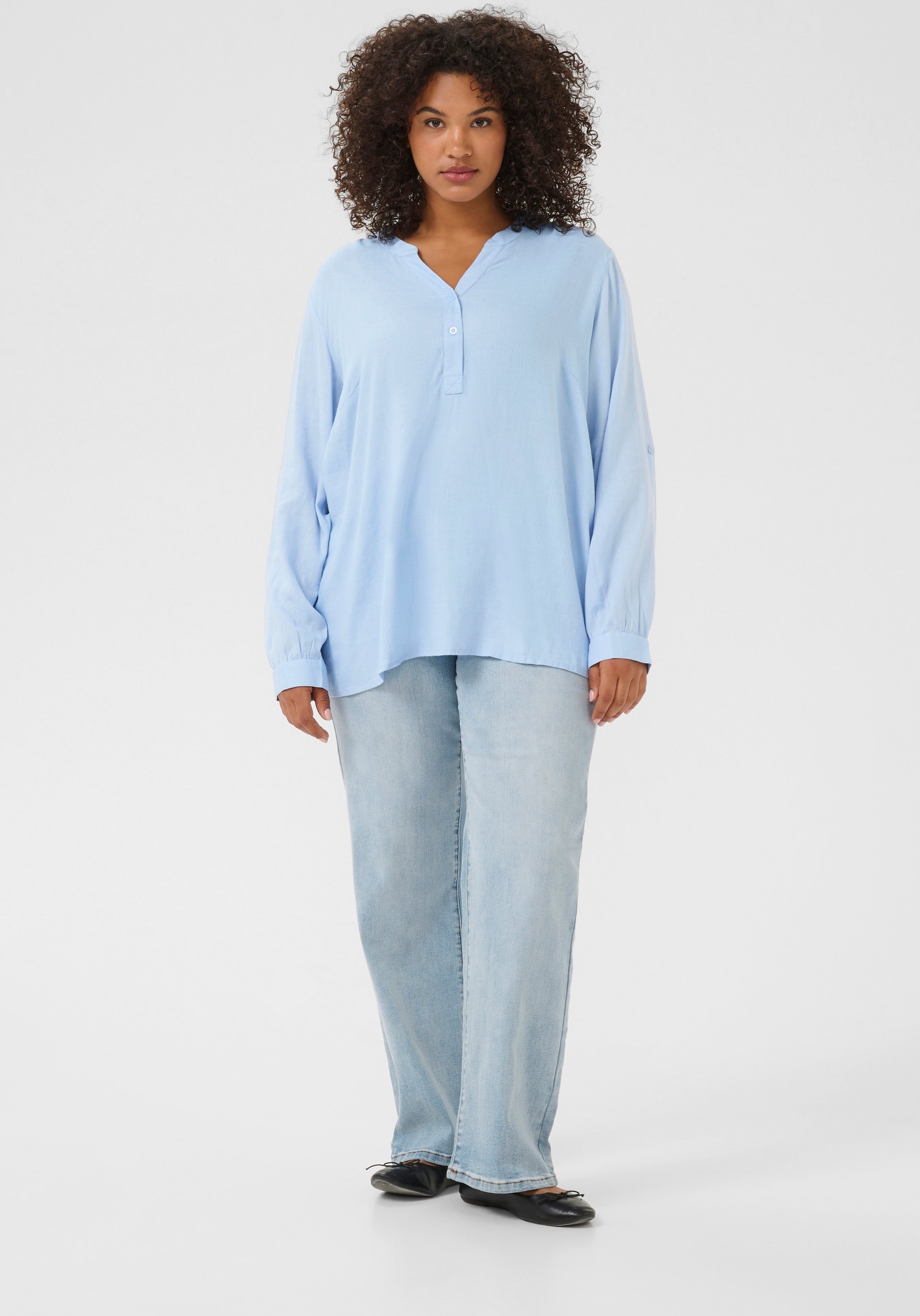 Langarm-Bluse Regular fit Soft Chambray blue