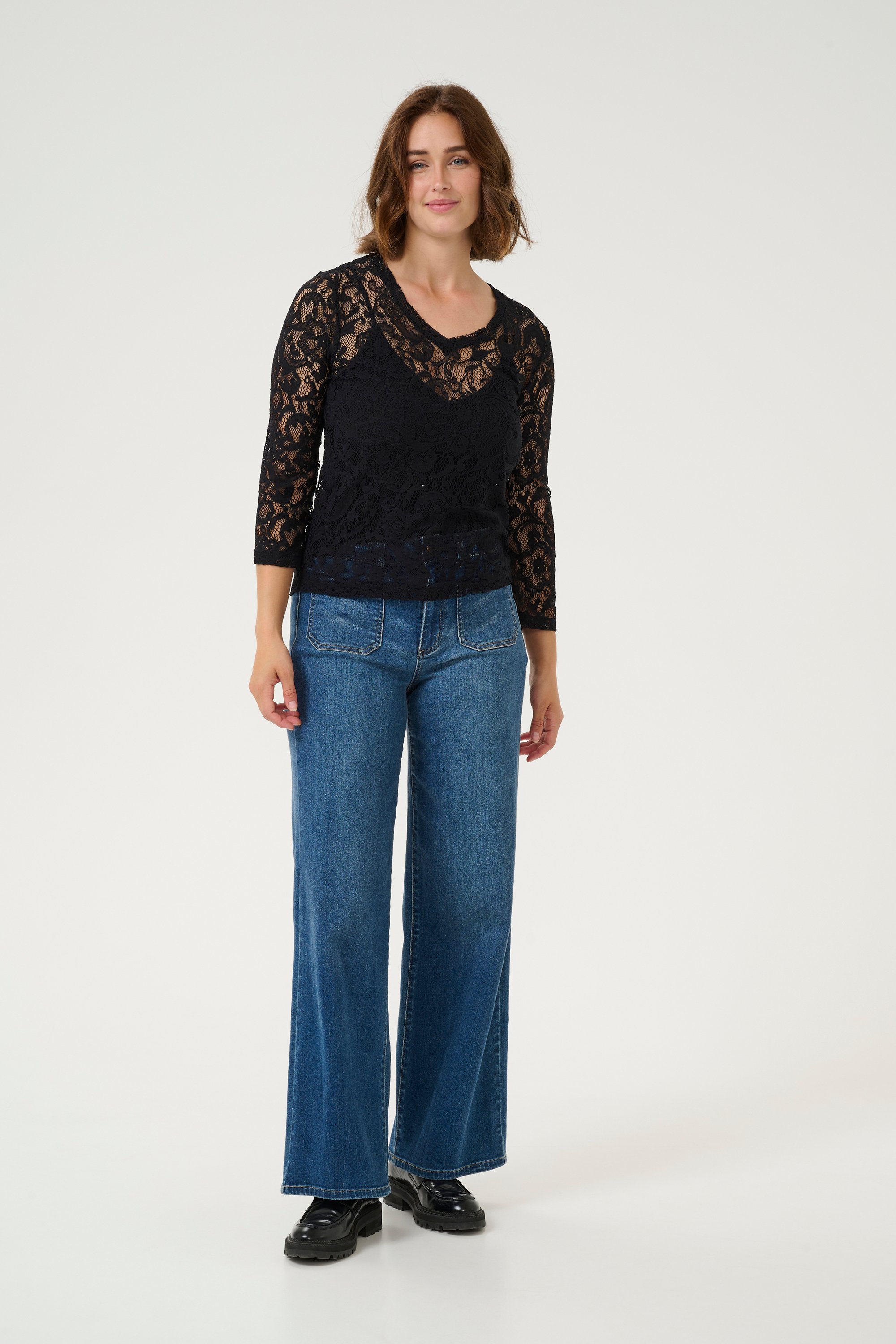 Langarm-Bluse Regular fit Black