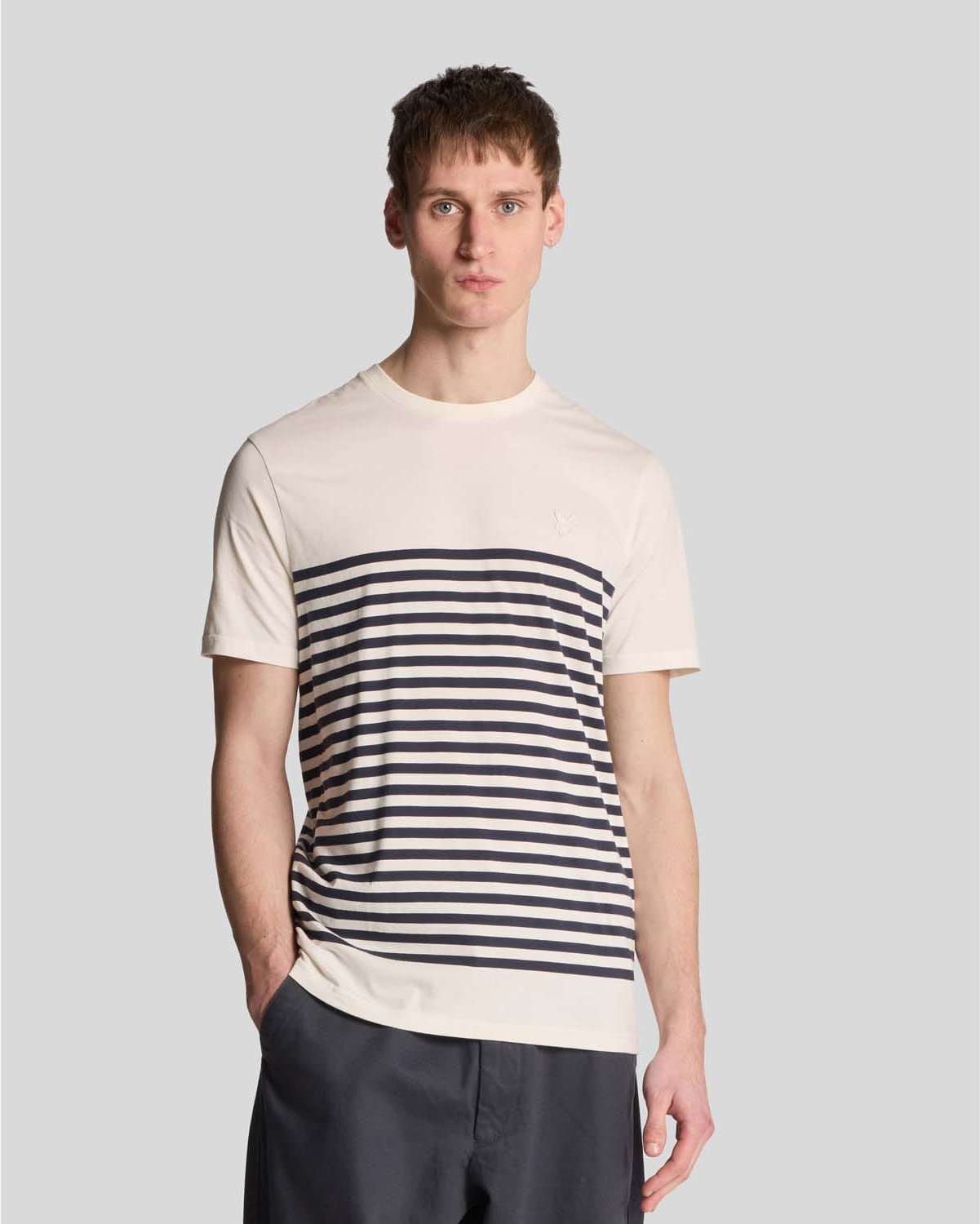 Thumbnail - Herren Lyle And Scott Leinenmischung Breton-Streifen T-Shirt in Weiß