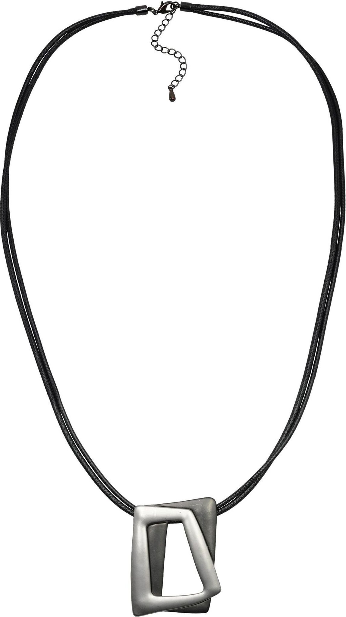 Steuer Modeschmuck Kette Metall zweifarbig grau schwarz Textilband