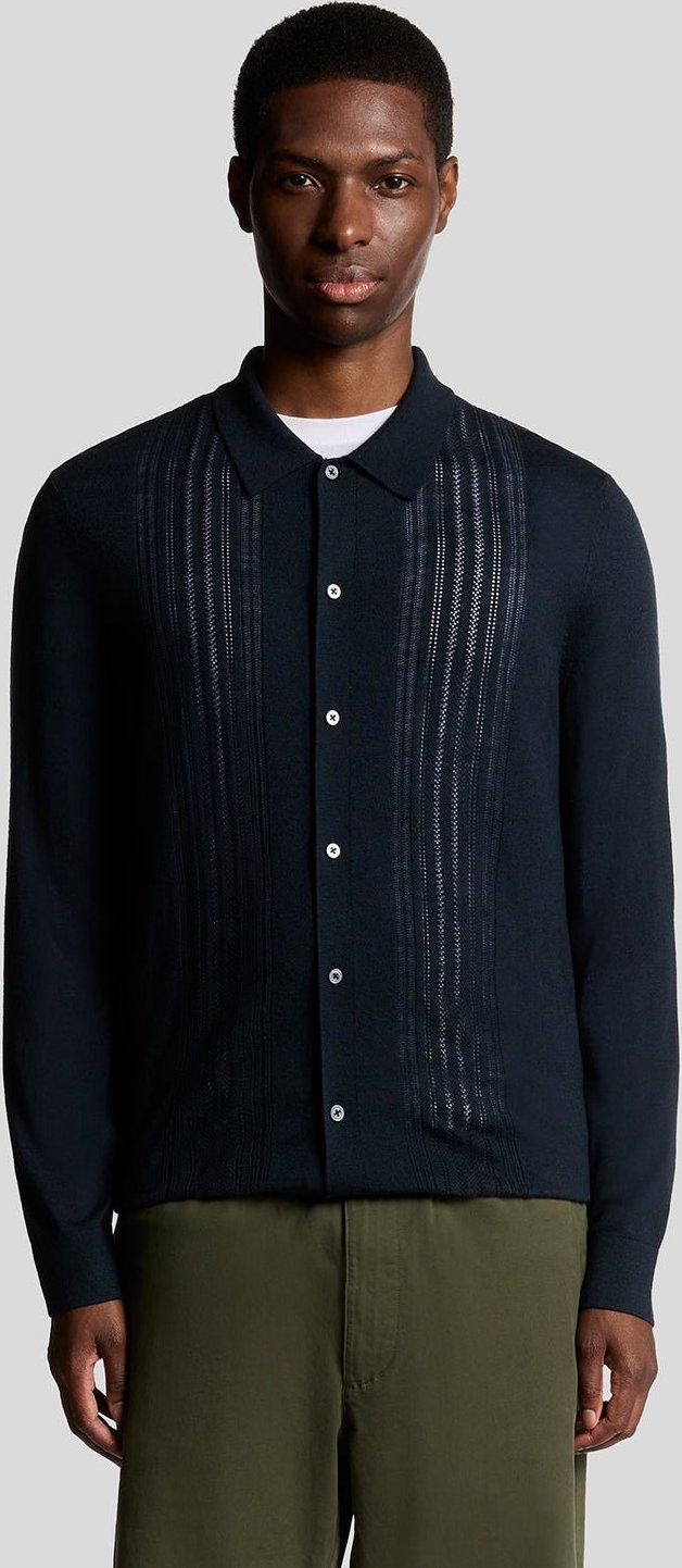 Lyle & Scott Zopfmusterhemd aus Wollmischung - Schwarz