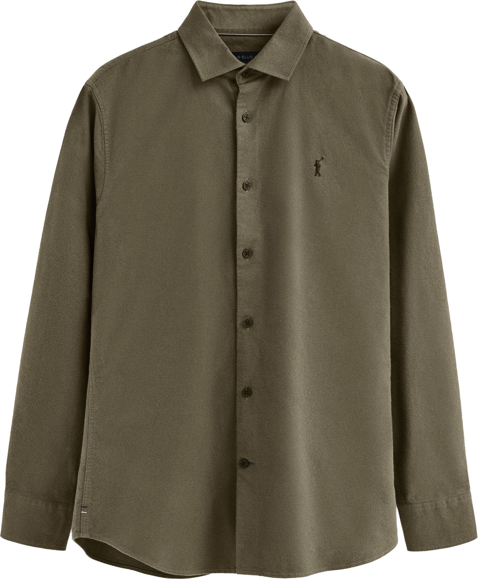 Hemd armeegrün im Slim Fit mit italienischem Kragen und Rigby Go-Logo