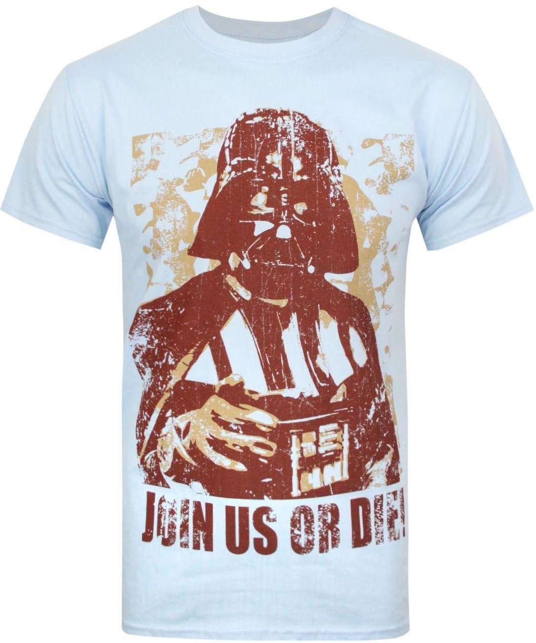 Star Wars - T-shirt Dark Vador 'Join Us Or Die!' - Homme (Bleu pâle)
