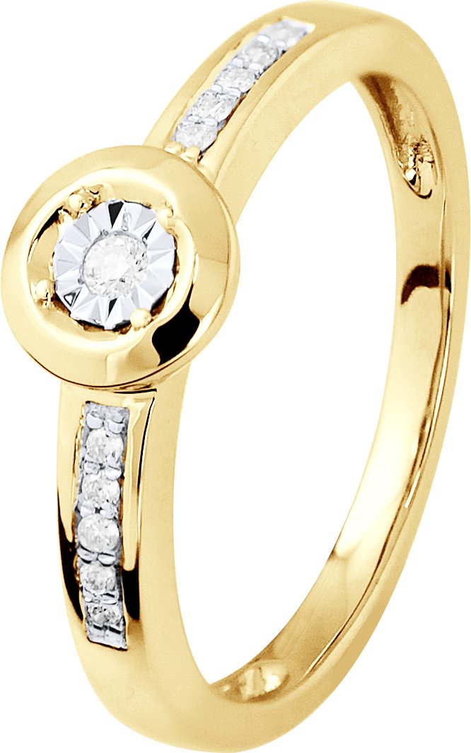 Diamant Solitär unterstützt 0,070 Cts Illusion 1 Ct Gelbgold