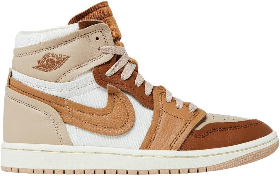 Nike - "Air Jordan 1" Sneaker für Damen, Leder, Hoch geschnitten (Braun)