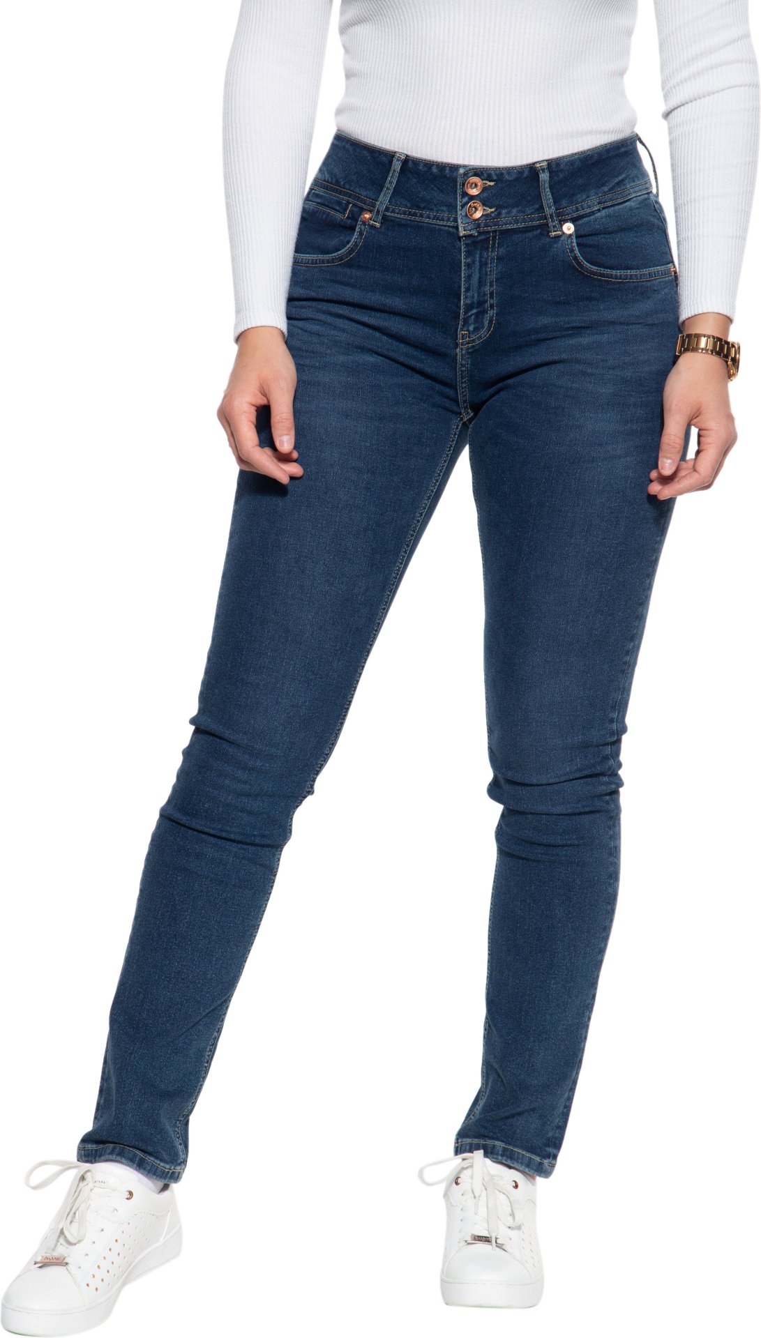 Amor, Truth & Trust Damen Slim Fit Jeans mit hohem Bund Chloe blau