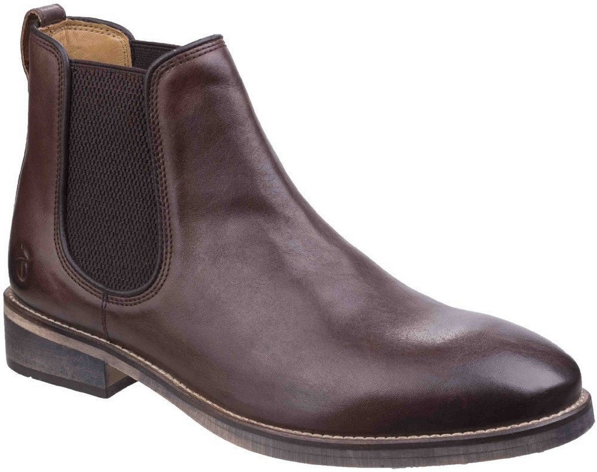 Cotswold Mens Corsham Town Leder Pull On Casual Chelsea Ankle Boots (Dunkelbraun)