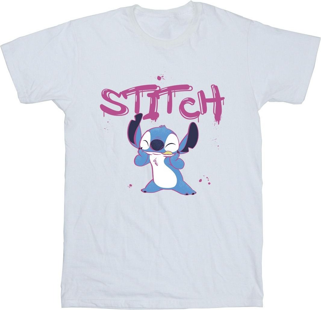 Disney - "Lilo And Stitch Graffiti" T-Shirt für Mädchen (Weiß)