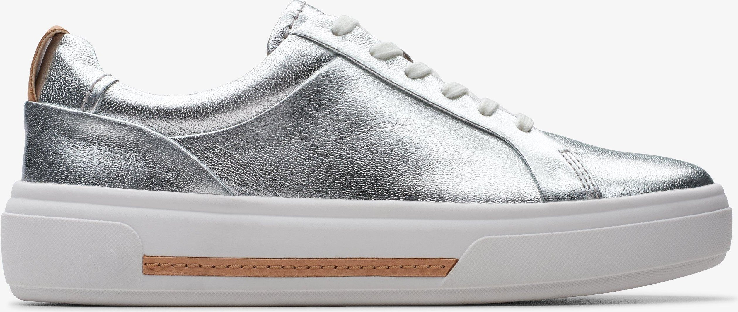 Hibiskus-Weg Silberne Leder-Sneaker