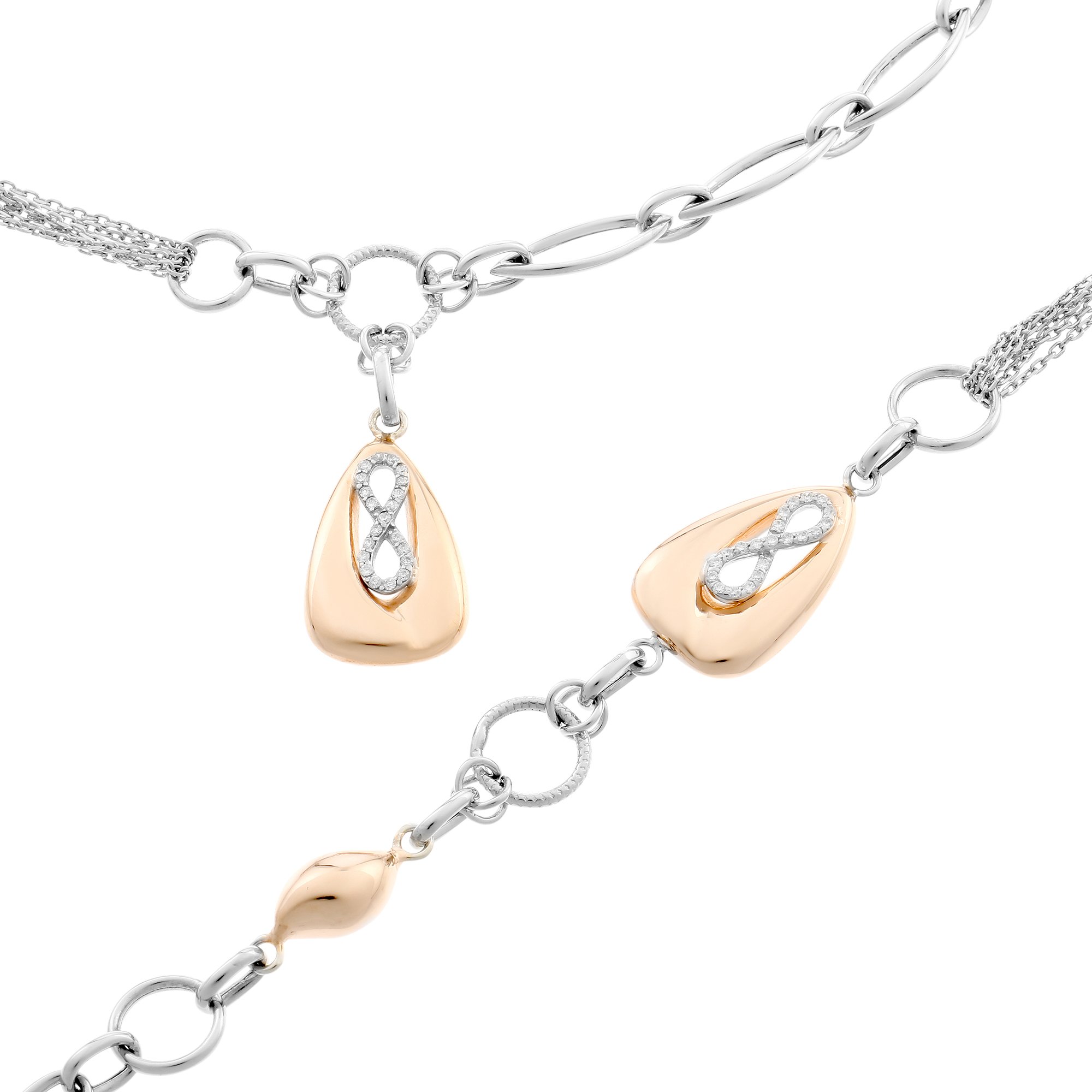 Orphelia Damen-Set aus 925er Sterlingsilber: Kette + Armband – Silber/Rosé SET-048