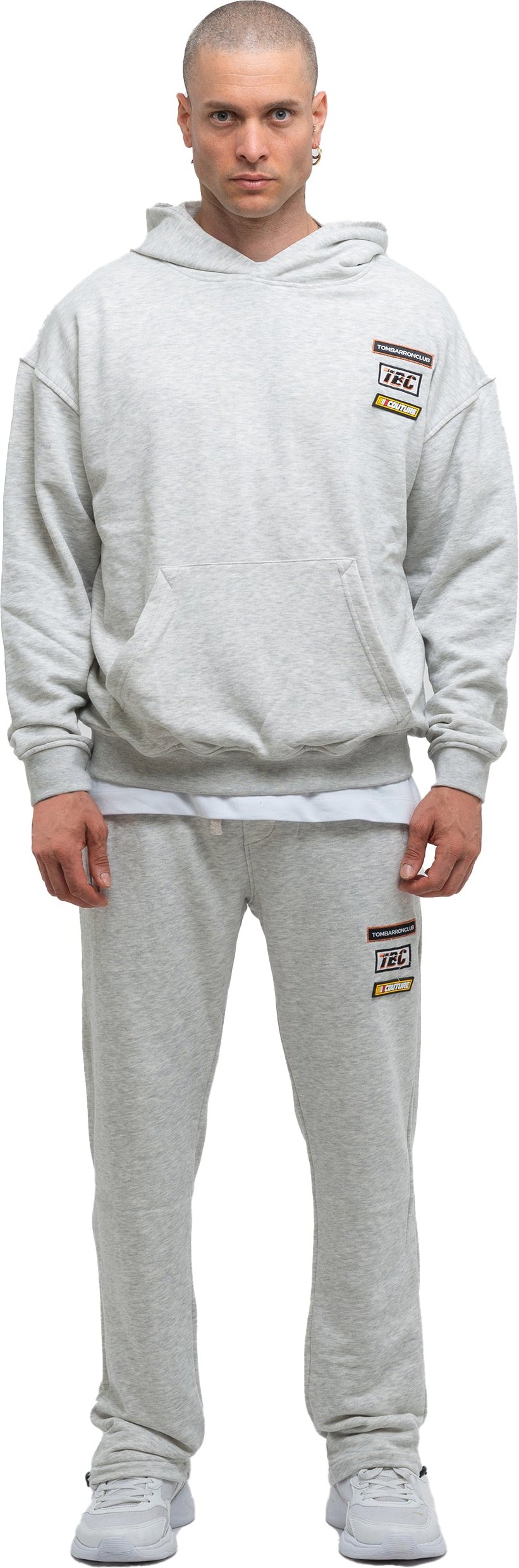 Tom Barron Herren-Trainingsanzug-Set mit besticktem Abzeichen, Oversize