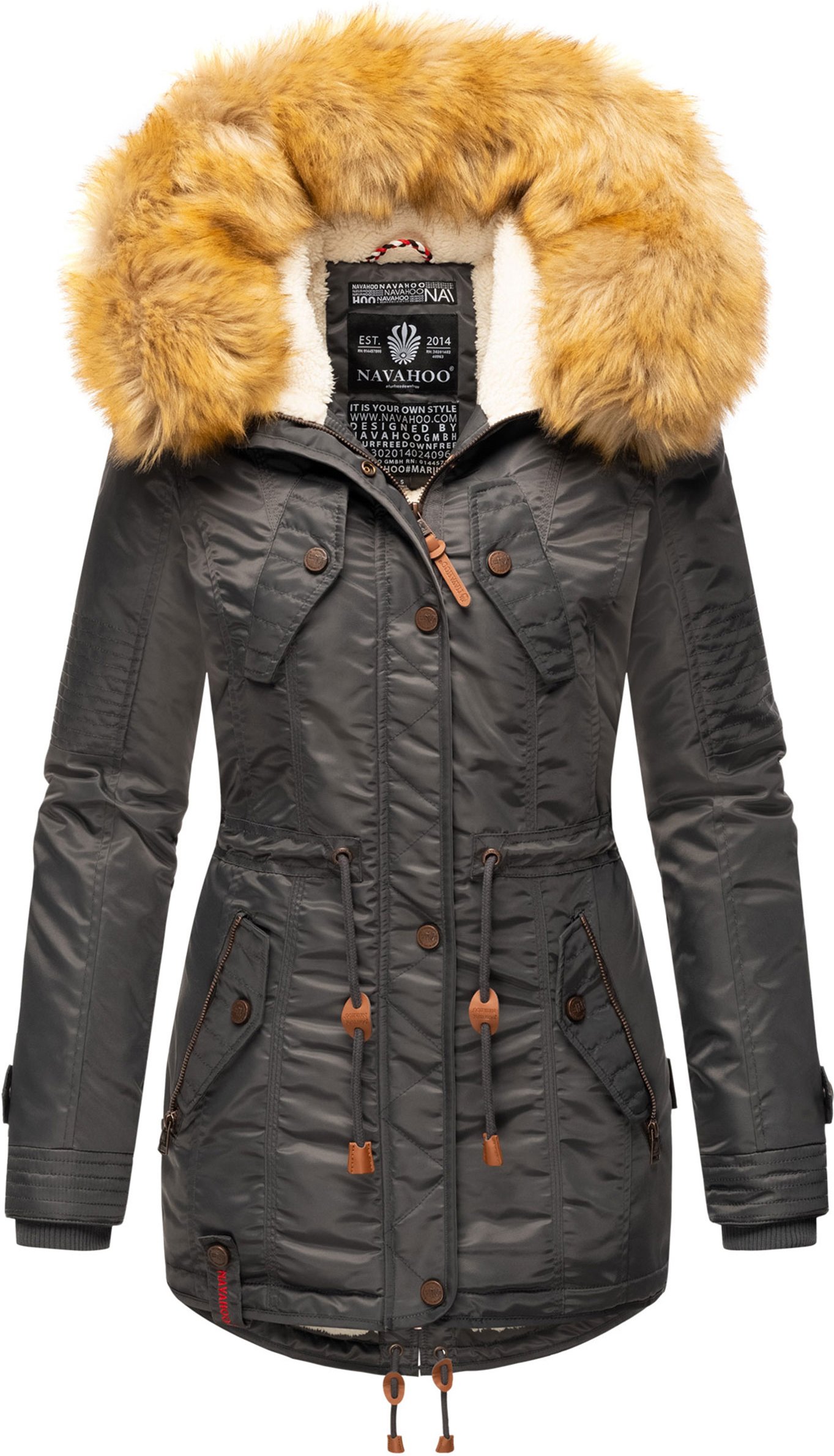 Navahoo Damen Winterjacke B399 – Warm, Wasserabweisend & Mit Abnehmbarem Kunstfellkragen