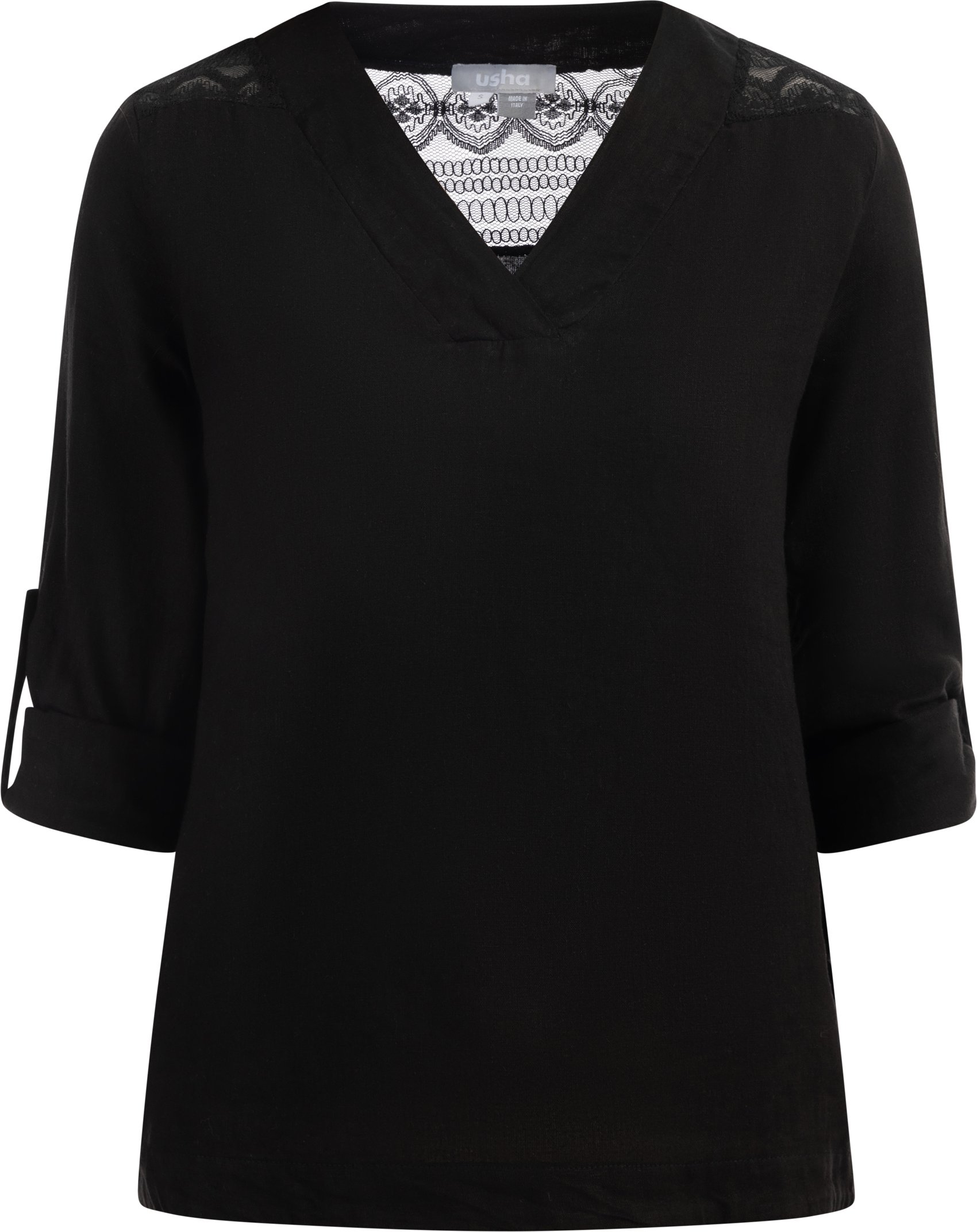 usha Blusenshirt mit Spitze Damen schwarz