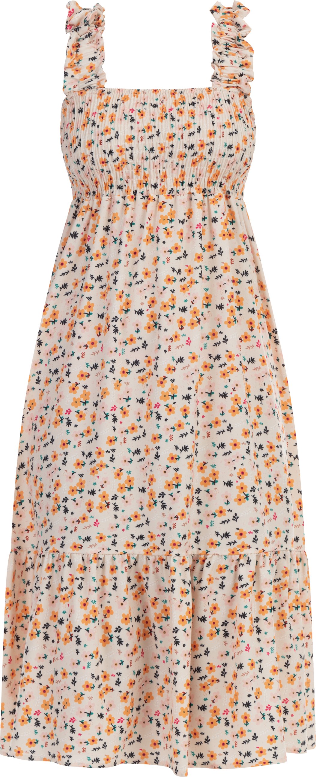 Mymo Midikleid Damen Creme Mehrfarbig