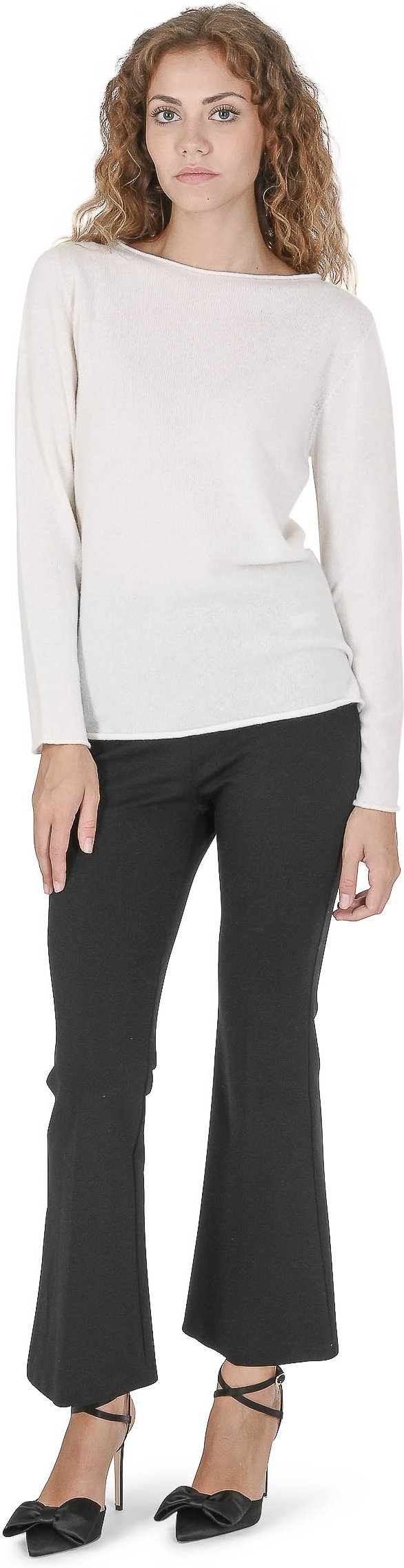 Crown Of Edinburgh Cashmere Pullover Bateau-Kragen Für Frauen Coe 0025 CrãˆMe