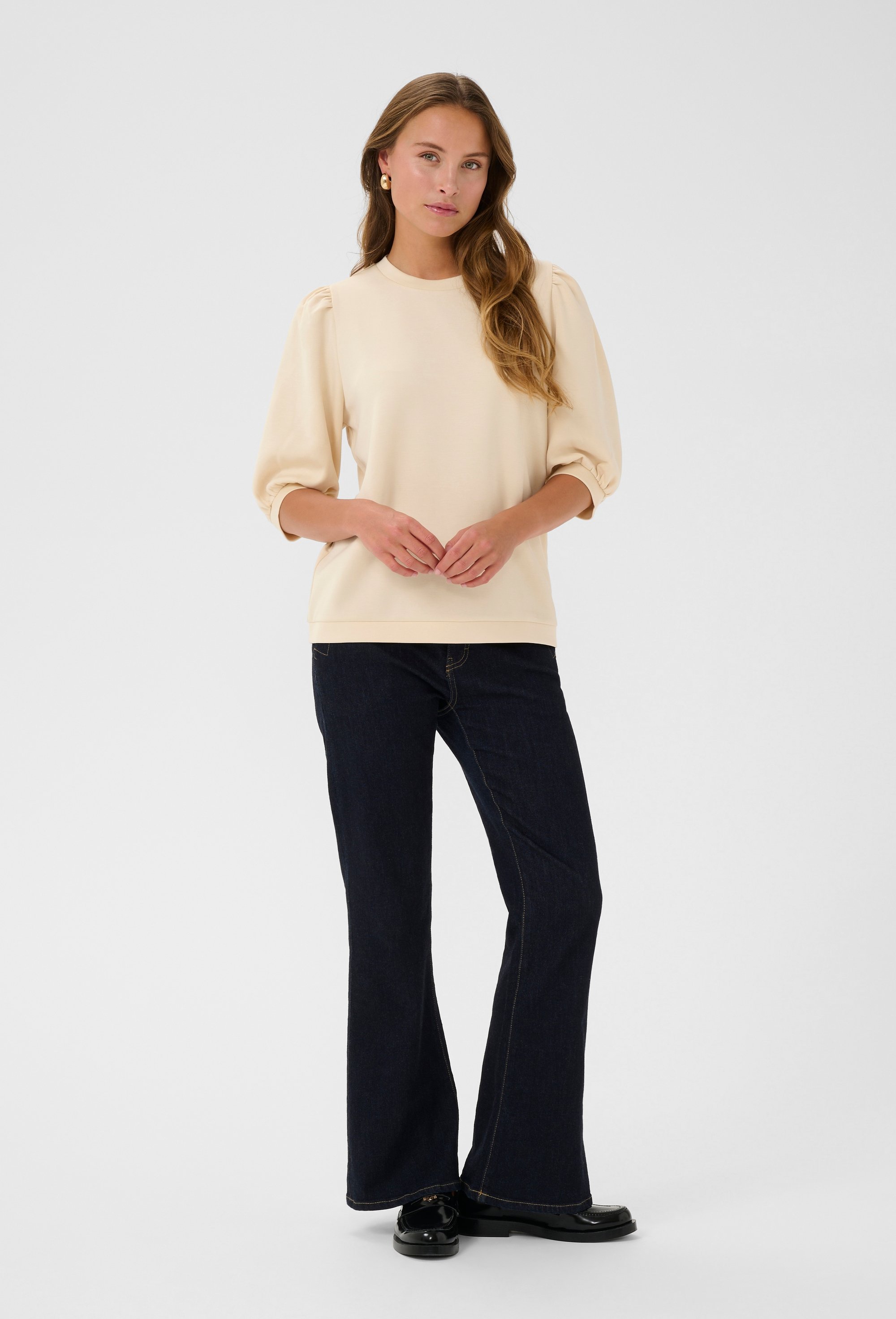 Bluse mit kurzem Ärmel in lockerer Passform Weißkap white