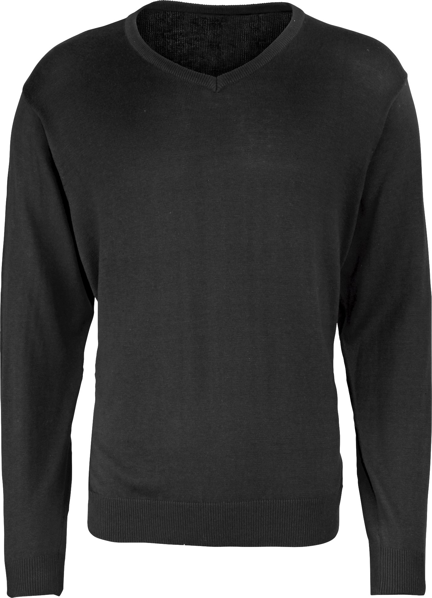 Premier Herren Strick-Pullover mit V-Ausschnitt (Schwarz)