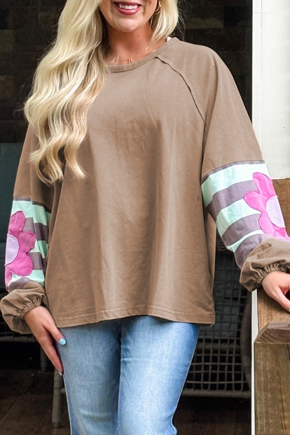Plus Size Langarmshirt mit Applikationen