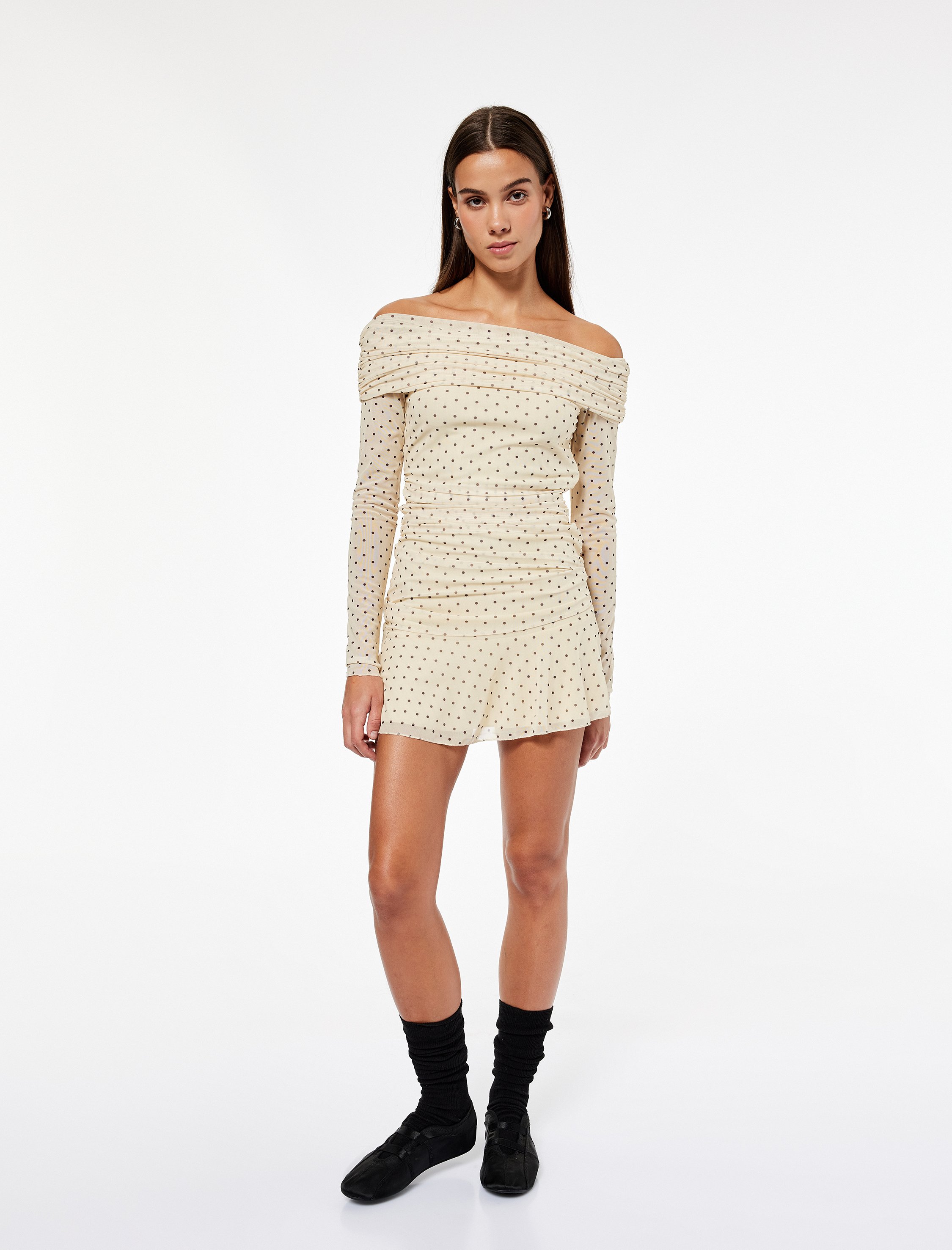 Koton KLEIDER Asymmetrisches Polka Dot Minidress
