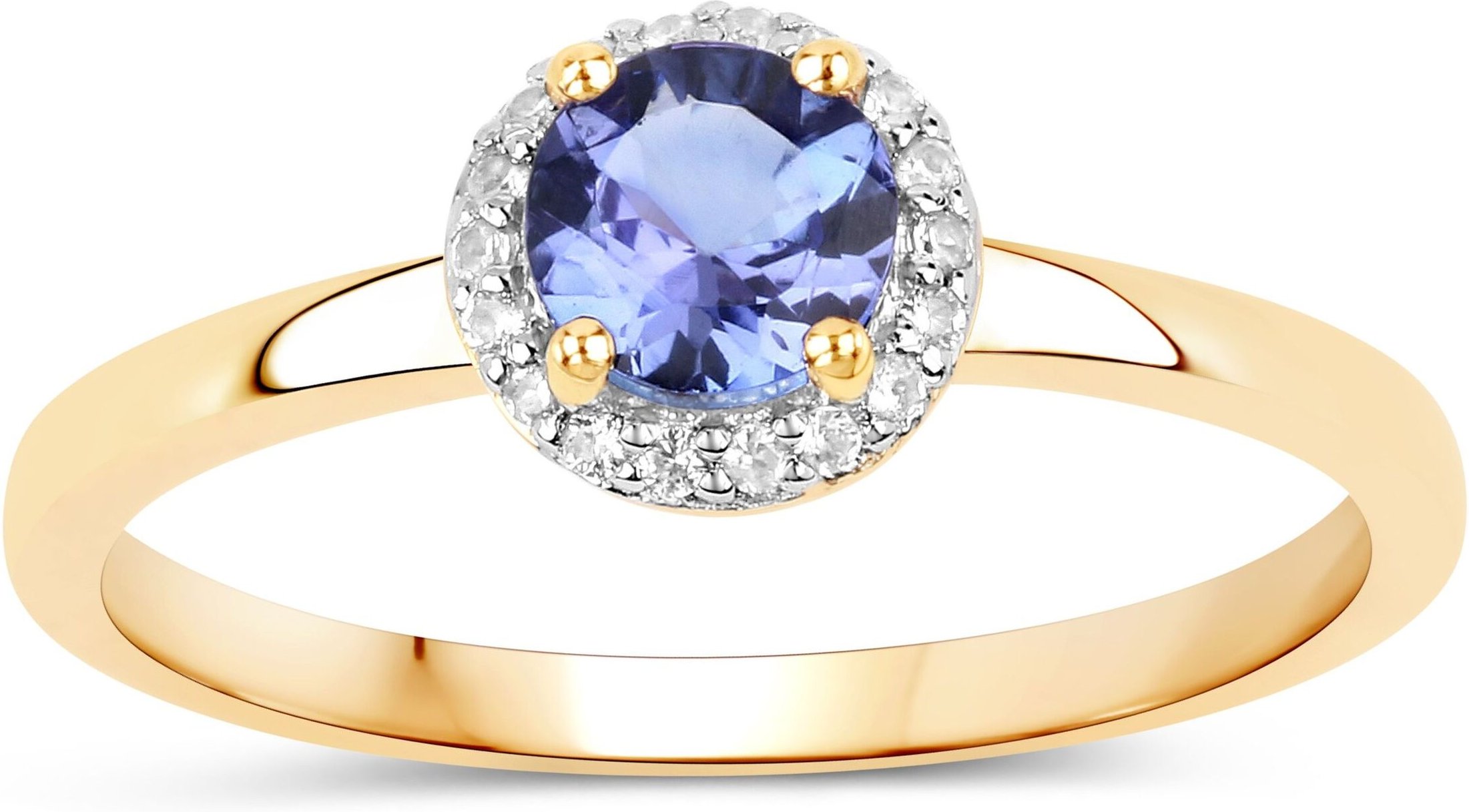 Vira Jewels Ring 925-Sterling Silber vergoldet Glänzend Tansanit violett